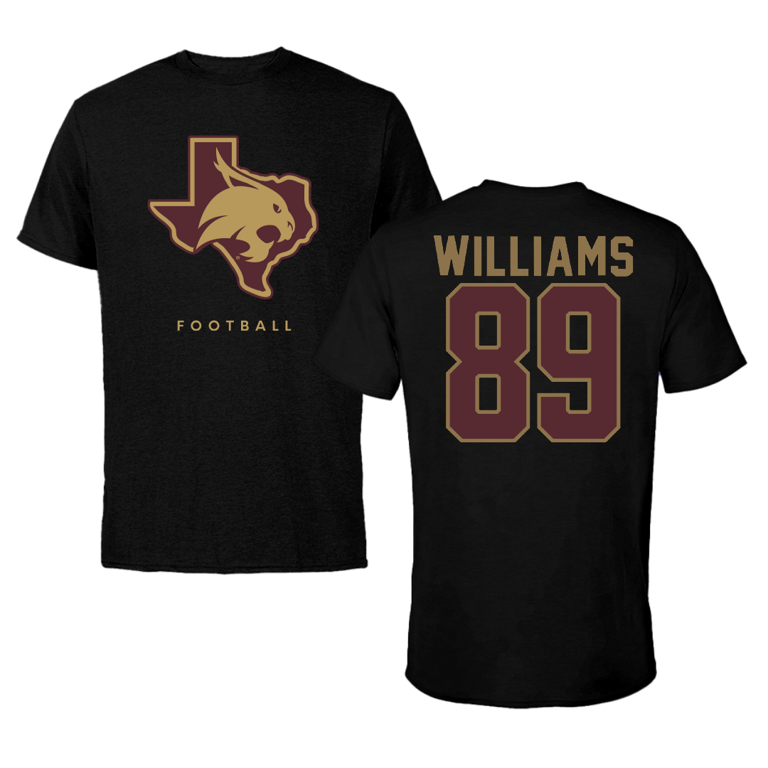 Texas State University Football Black Tee - #89 Jordan Williams