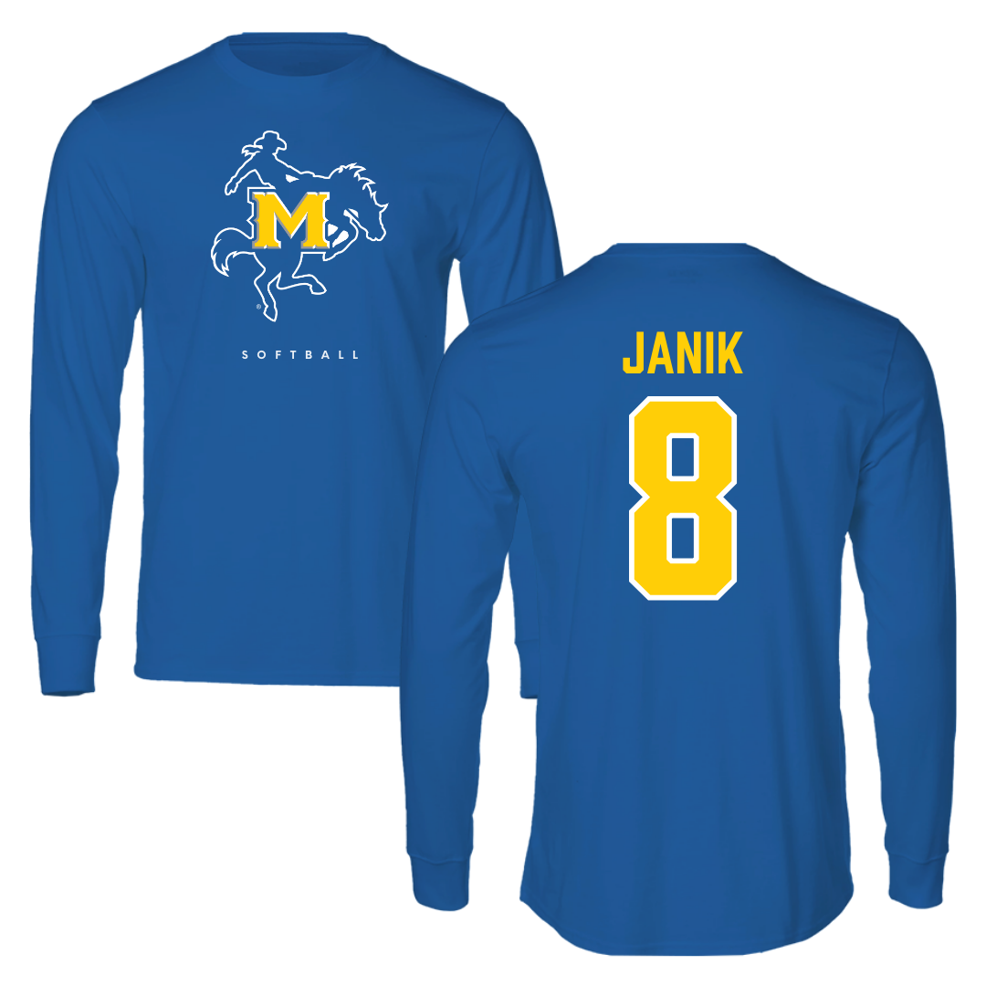 McNeese State University Softball True Royal Performance Long Sleeve - #8 Grace Janik