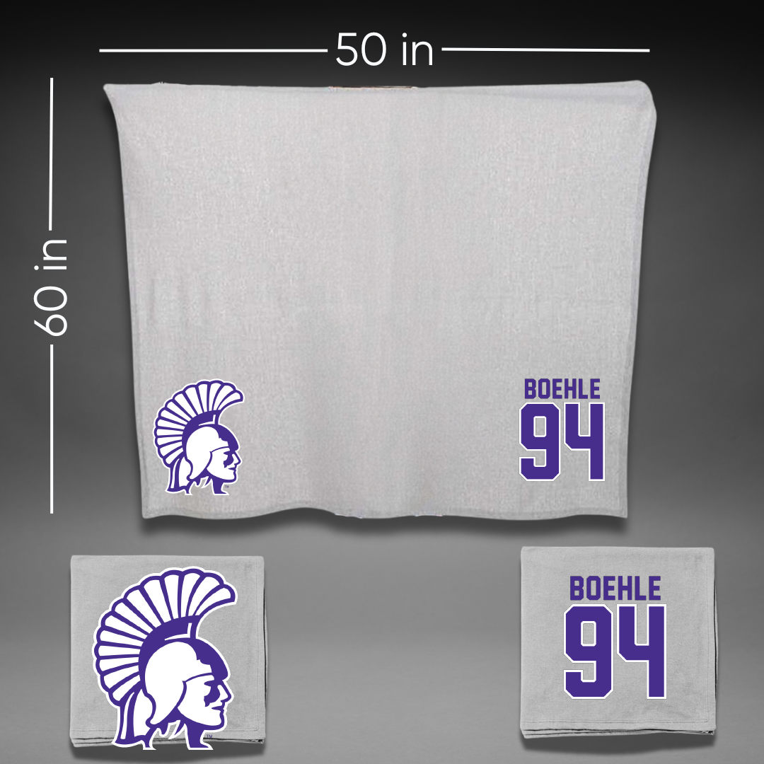 Winona State University Football Gray Blanket - #94 Aidan Boehle