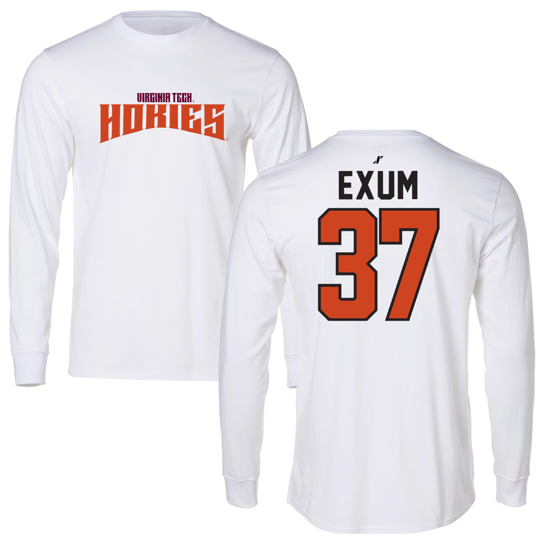 Virginia Tech Baseball White Classic Long Sleeve - #37 Jacob Exum