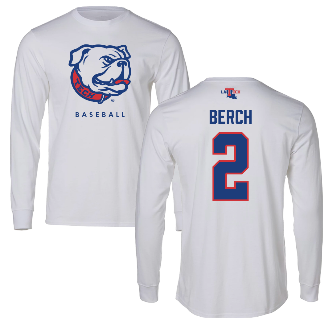 Louisiana Tech University Baseball White Performance Long Sleeve - #2 Thaxton Berch