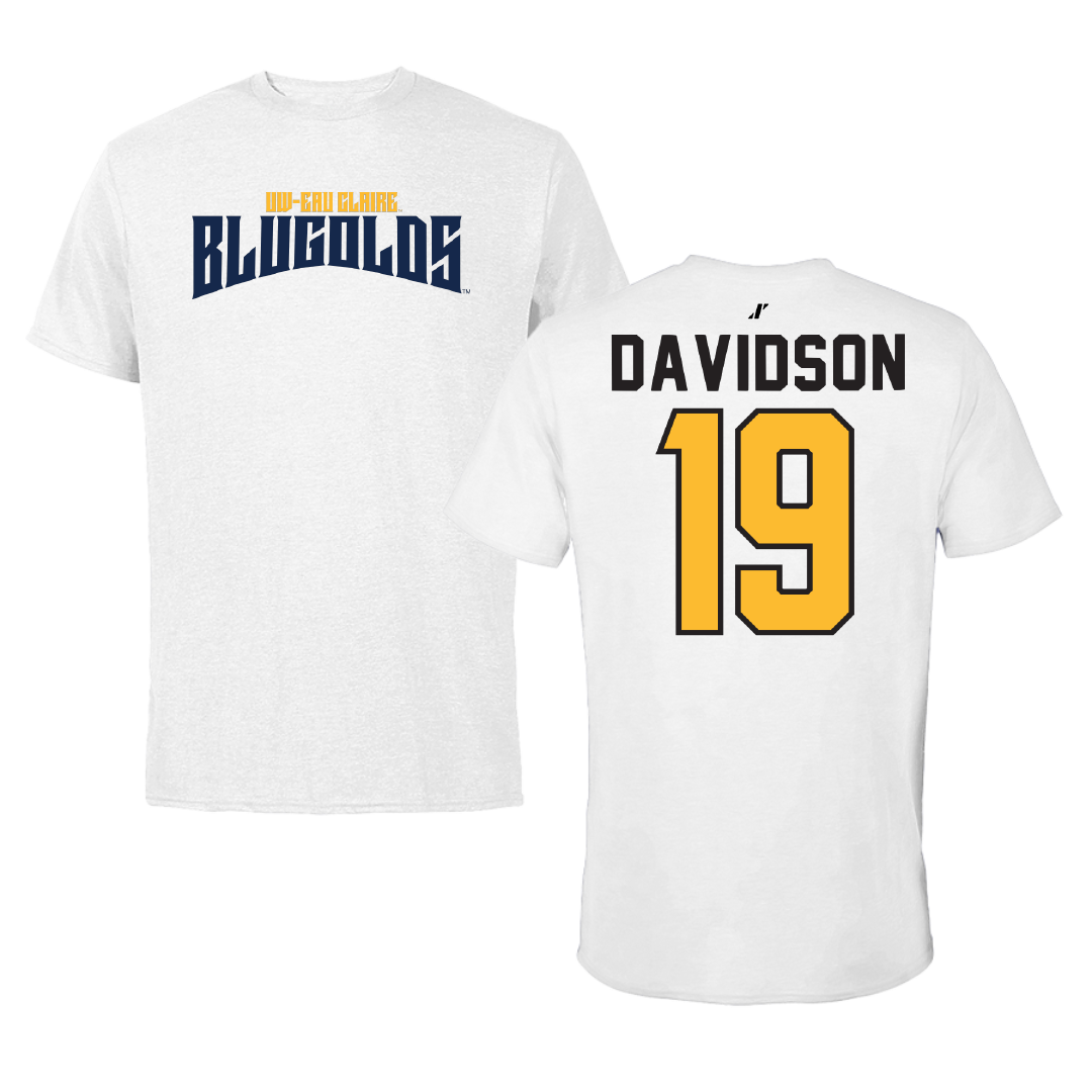 University of Wisconsin-Eau Claire Football White Classic Performance Tee - #19 Anders Davidson