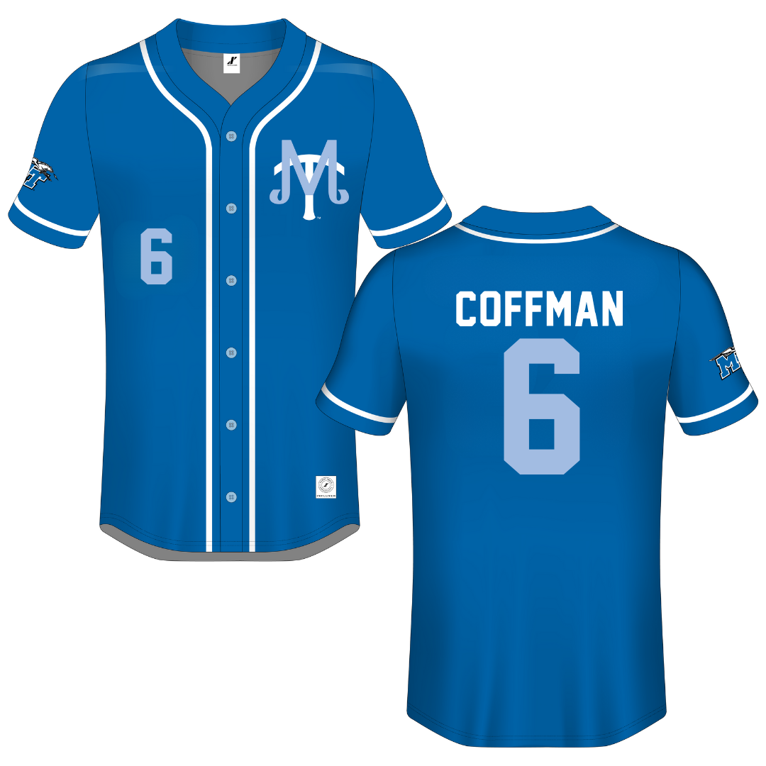 Middle Tennessee State University Blue Button-Down Jersey - #6 Bryanna Coffman
