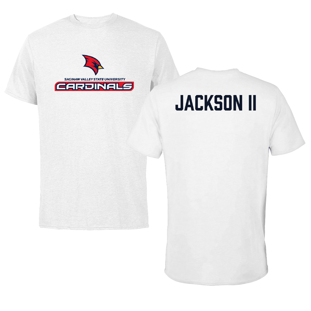 Saginaw Valley State University TF and XC White Performance Tee - KJ Jackson II