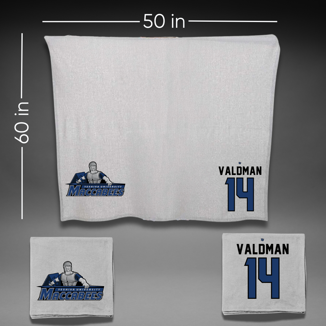 Yeshiva University Basketball Gray Blanket - #14 Tom Valdman