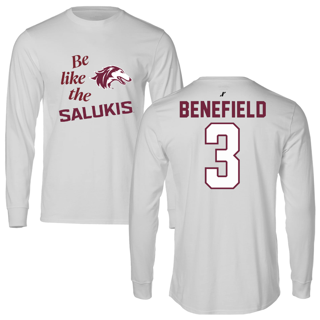 Southern Illinois University at Carbondale Football Light Gray Be Like Us Long Sleeve - #3 Jaelin Benefield