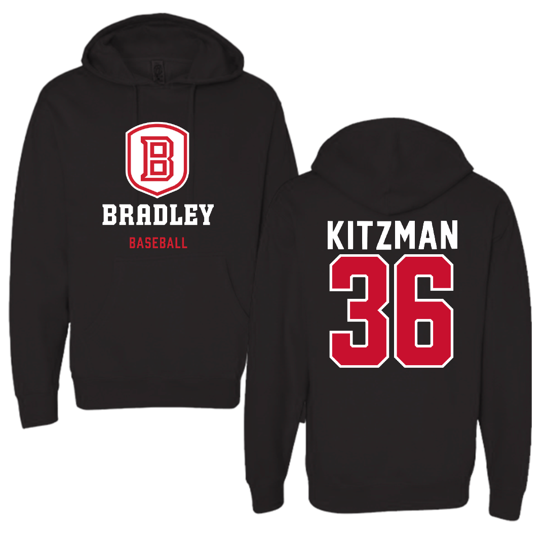 Bradley University Baseball Black Hoodie - #36 Matthew Kitzman