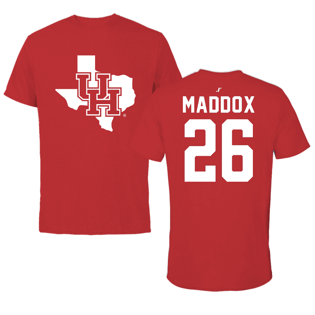University of Houston Soccer Red State Tee - #26 Cameryn Maddox