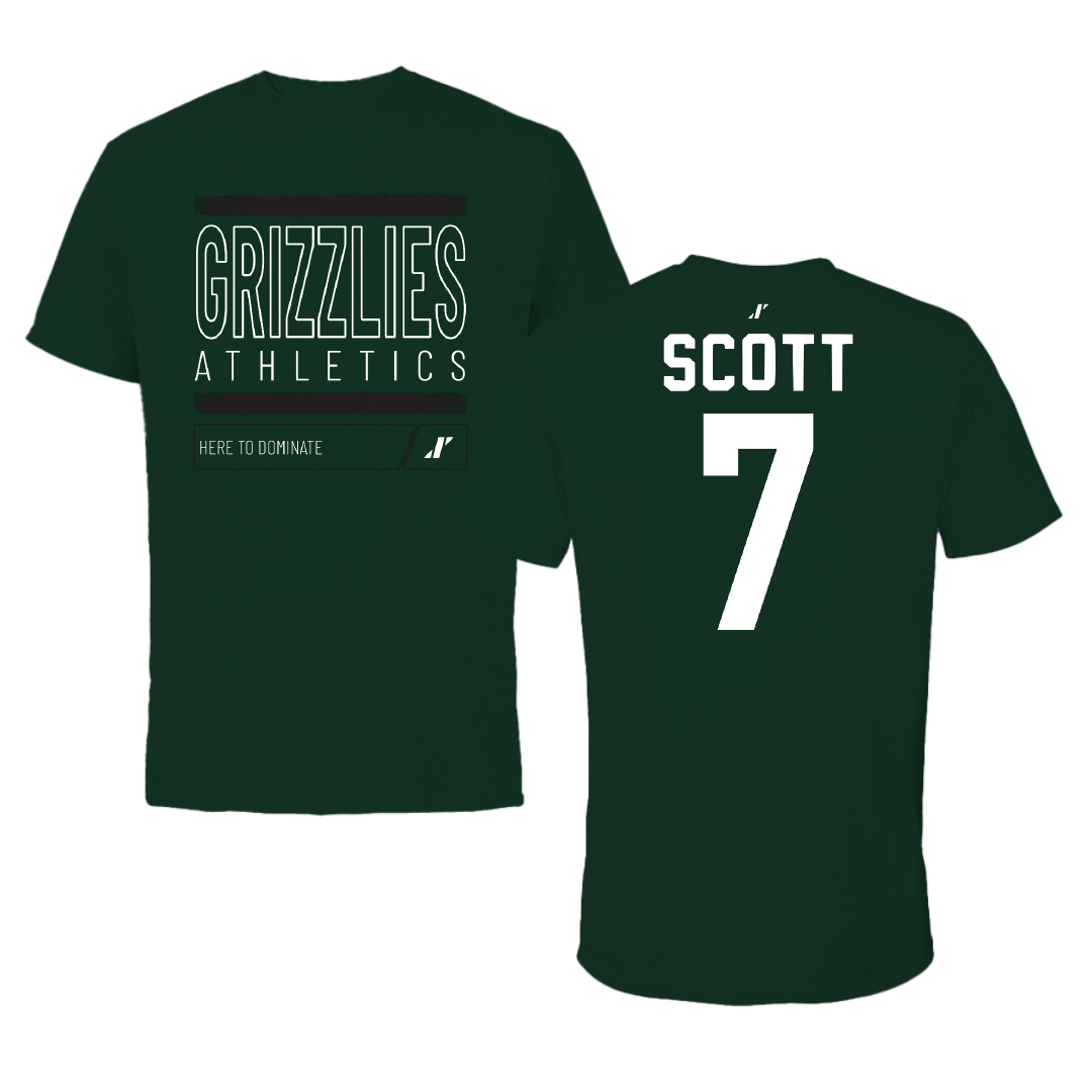 Adams State University Football Forest Green Dominate Tee - #7 Jalen Scott