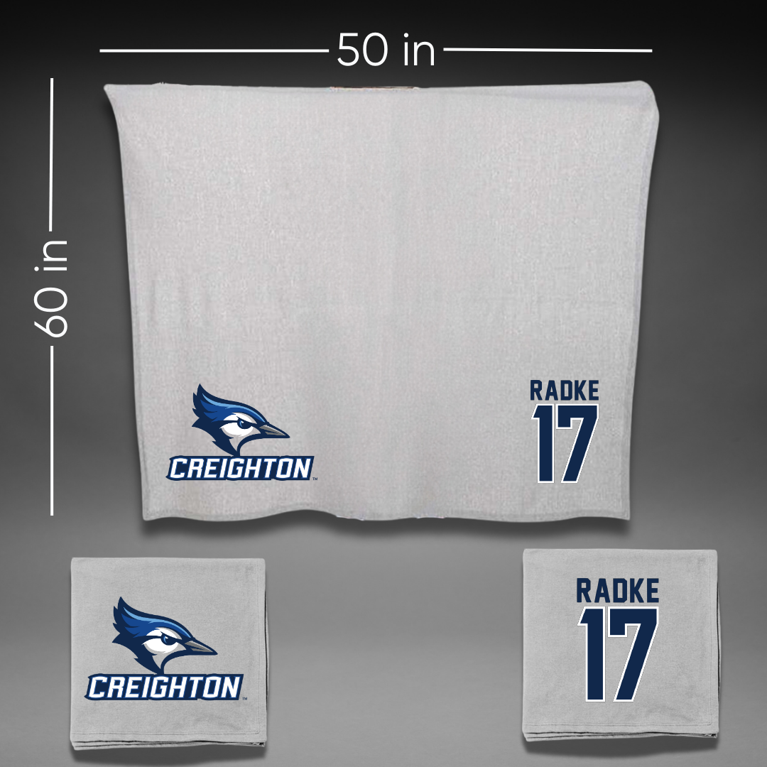 Creighton University Soccer Gray Blanket - #17 Kendal Radke