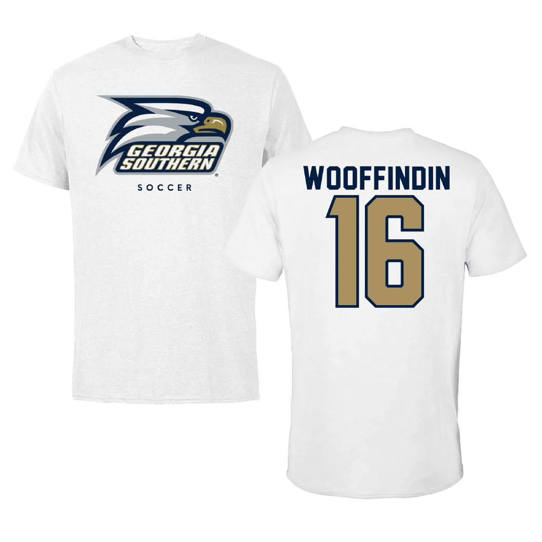 Georgia Southern University Soccer White Performance Tee - #16 Libby Wooffindin