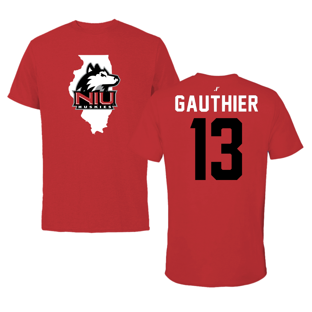 Northern Illinois University Baseball Red State Performance Tee - #13 JP Gauthier