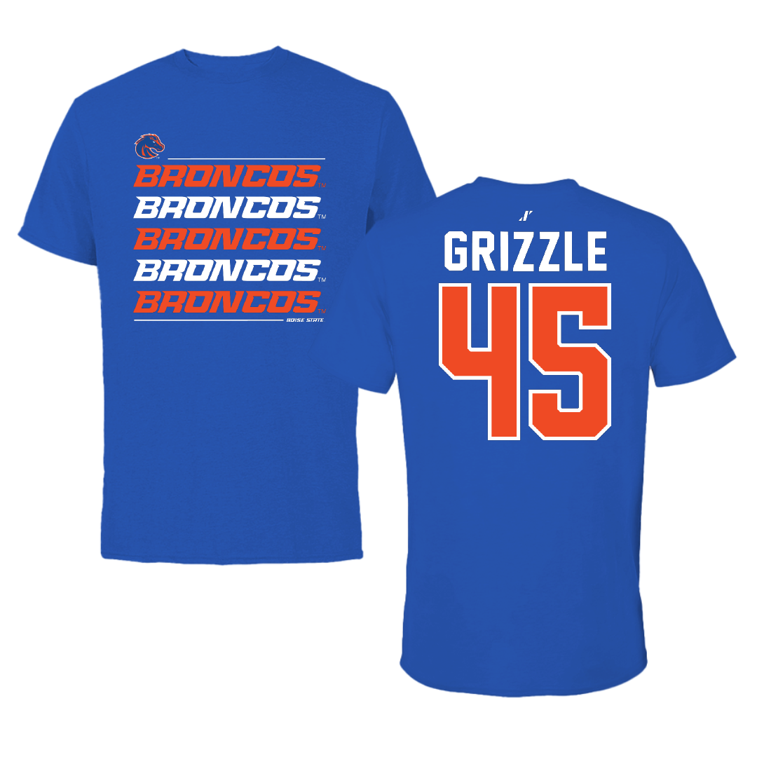 Boise State University Football Blue General Tee - #45 Troy Grizzle