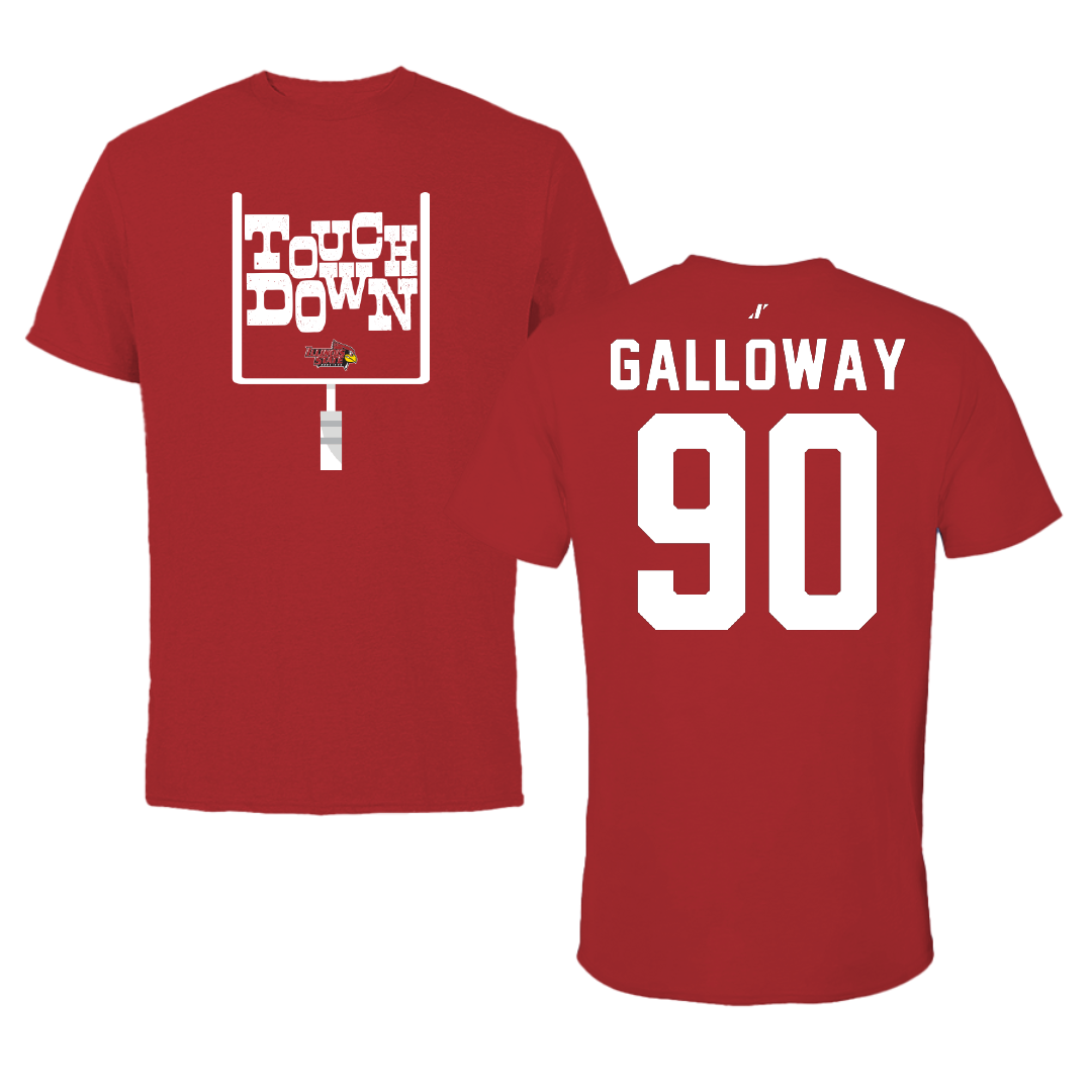 Illinois State University Football Canvas Red Touchdown Tee - #90 Greg Galloway