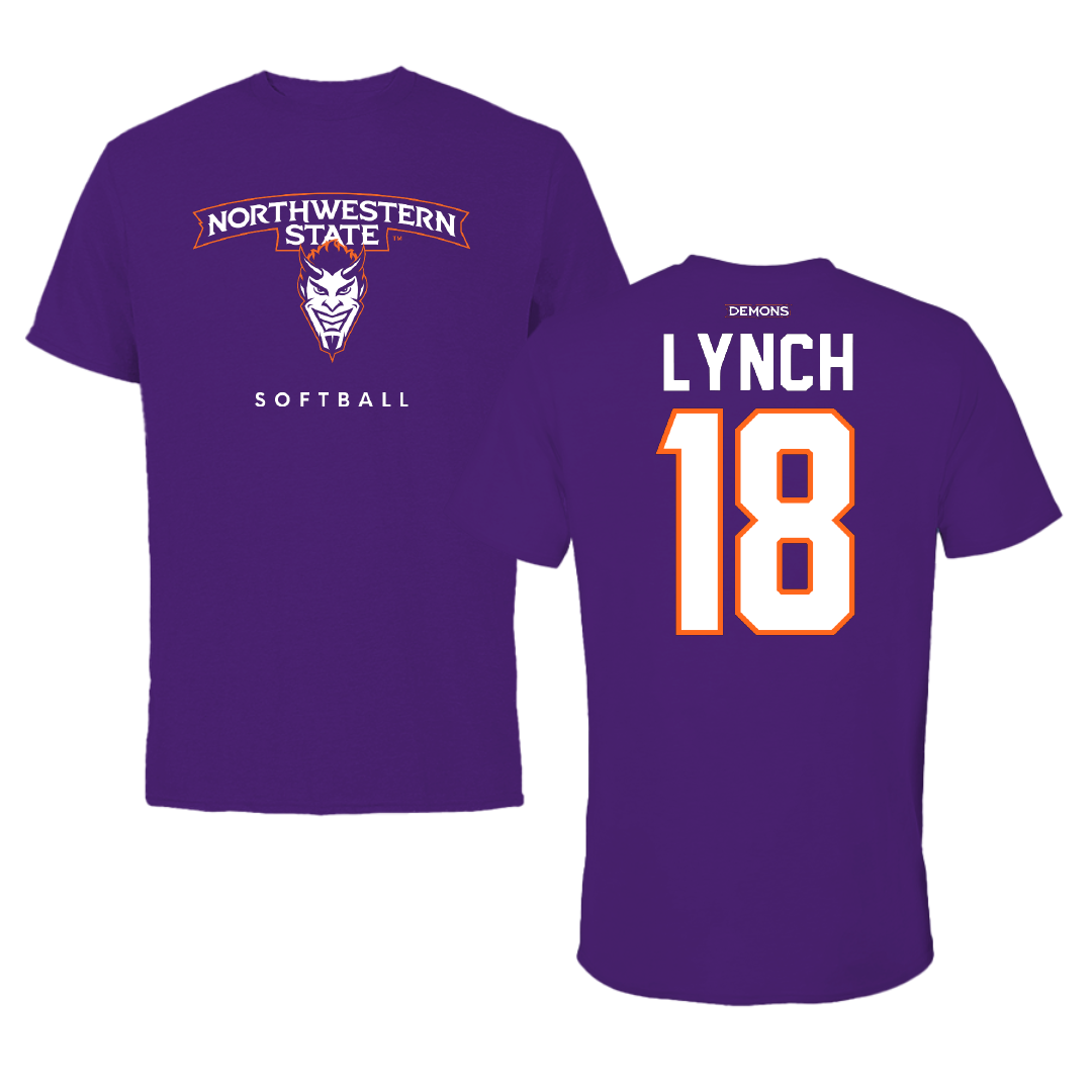 Northwestern State University Softball Purple Mascot Tee - #18 DJ Lynch