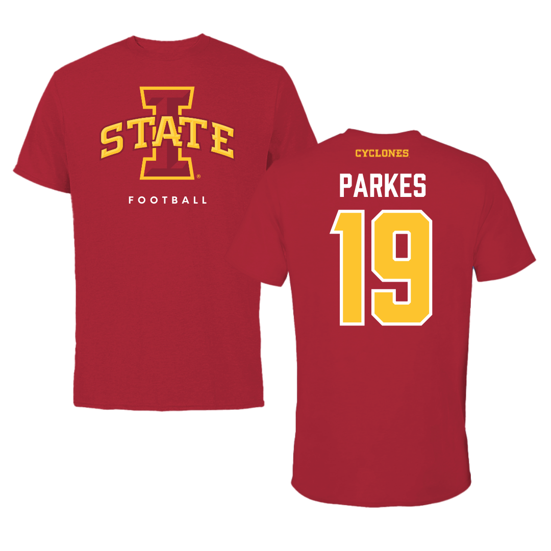 Iowa State University Football Cardinal Tee - #19 Michael Parkes