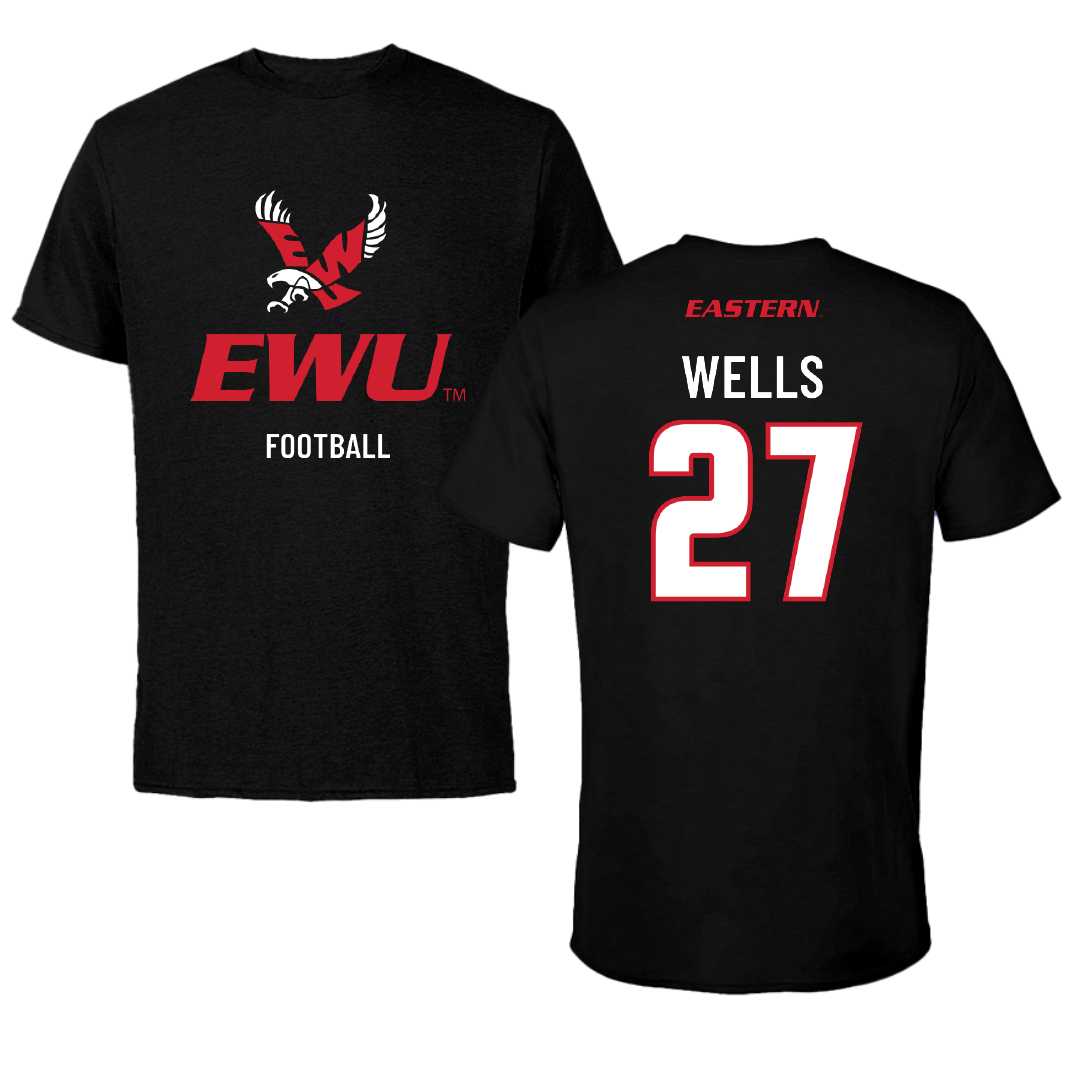 Eastern Washington University Football Black EWU Performance Tee - #27 DaJean Wells