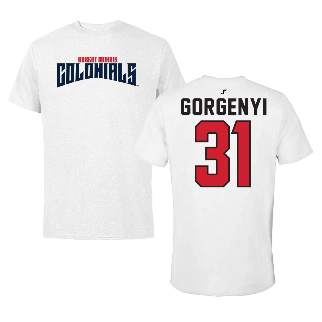 Robert Morris University Soccer White Classic Tee - #31 Kieran Gorgenyi