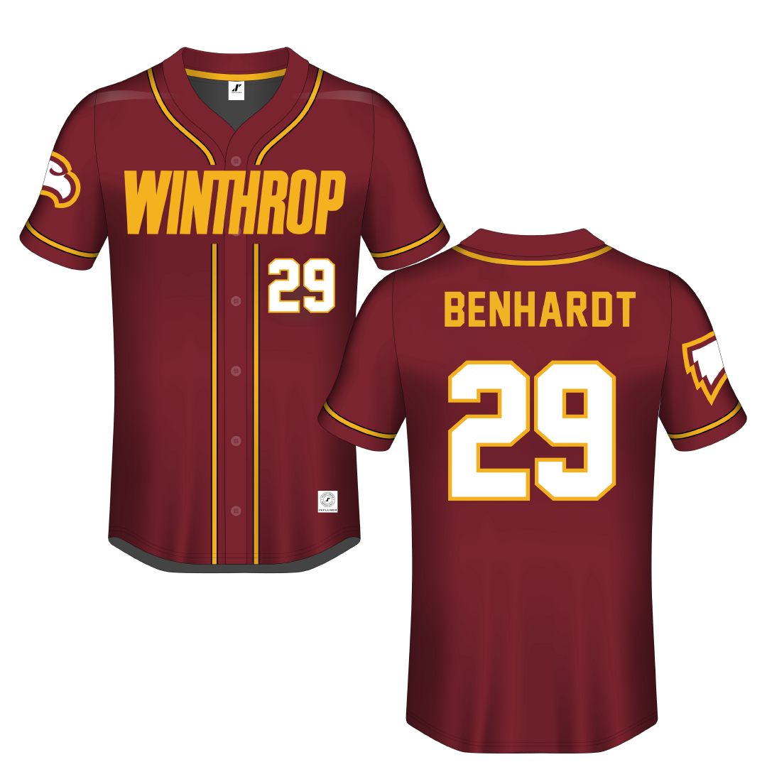 Winthrop University Garnet Button-Down Jersey - #29 Alan Benhardt
