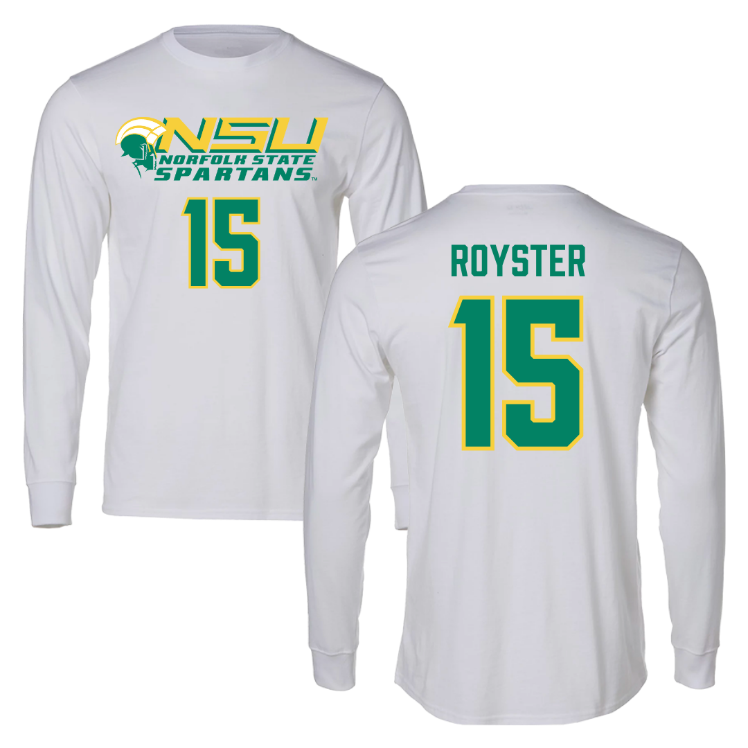 Norfolk State University Baseball White Performance Long Sleeve - #15 Liam Royster
