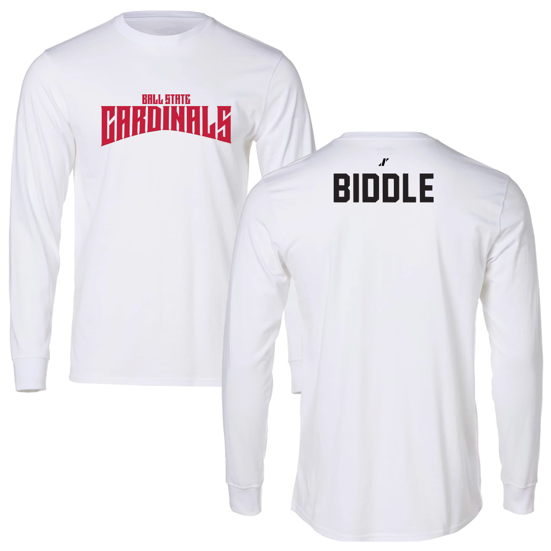 Ball State University Swimming & Diving White Classic Performance Long Sleeve - Aidan Biddle
