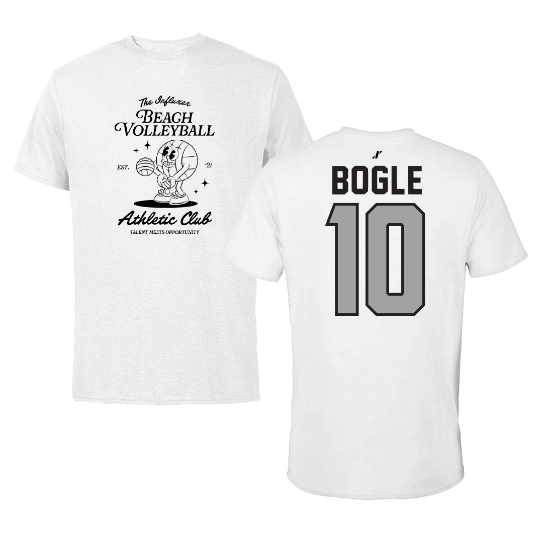 Beach Volleyball White Influxer Athletic Club Tee - #10 Madi Bogle