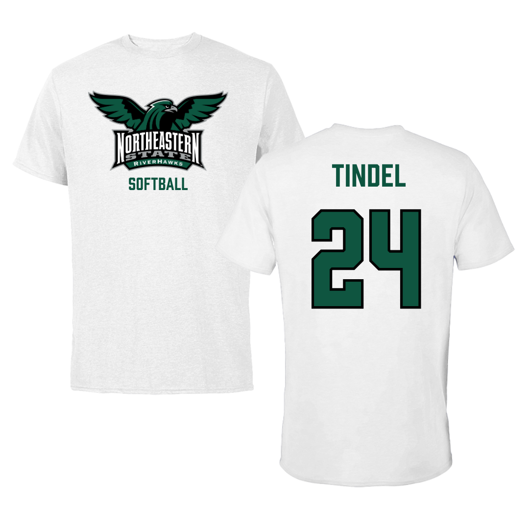 Northeastern State University Softball White Performance Tee - #24 Korynn Tindel