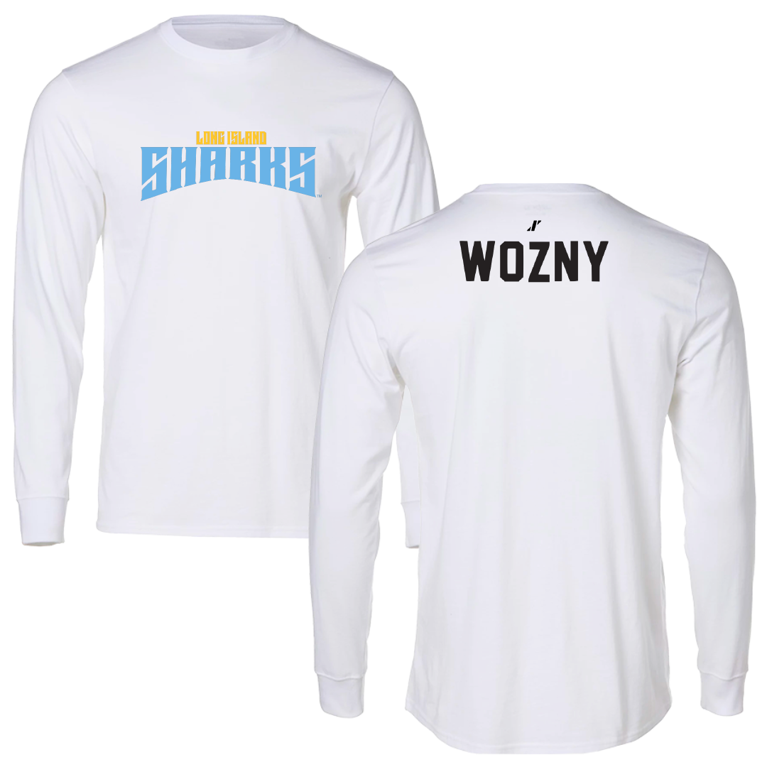 Long Island University Swimming & Diving White Classic Performance Long Sleeve - Maksym Wozny