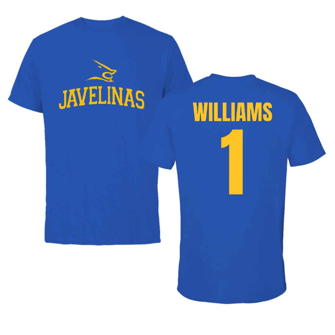 Texas A&M University-Kingsville Football Blue Performance Tee - #1 Kannon Williams