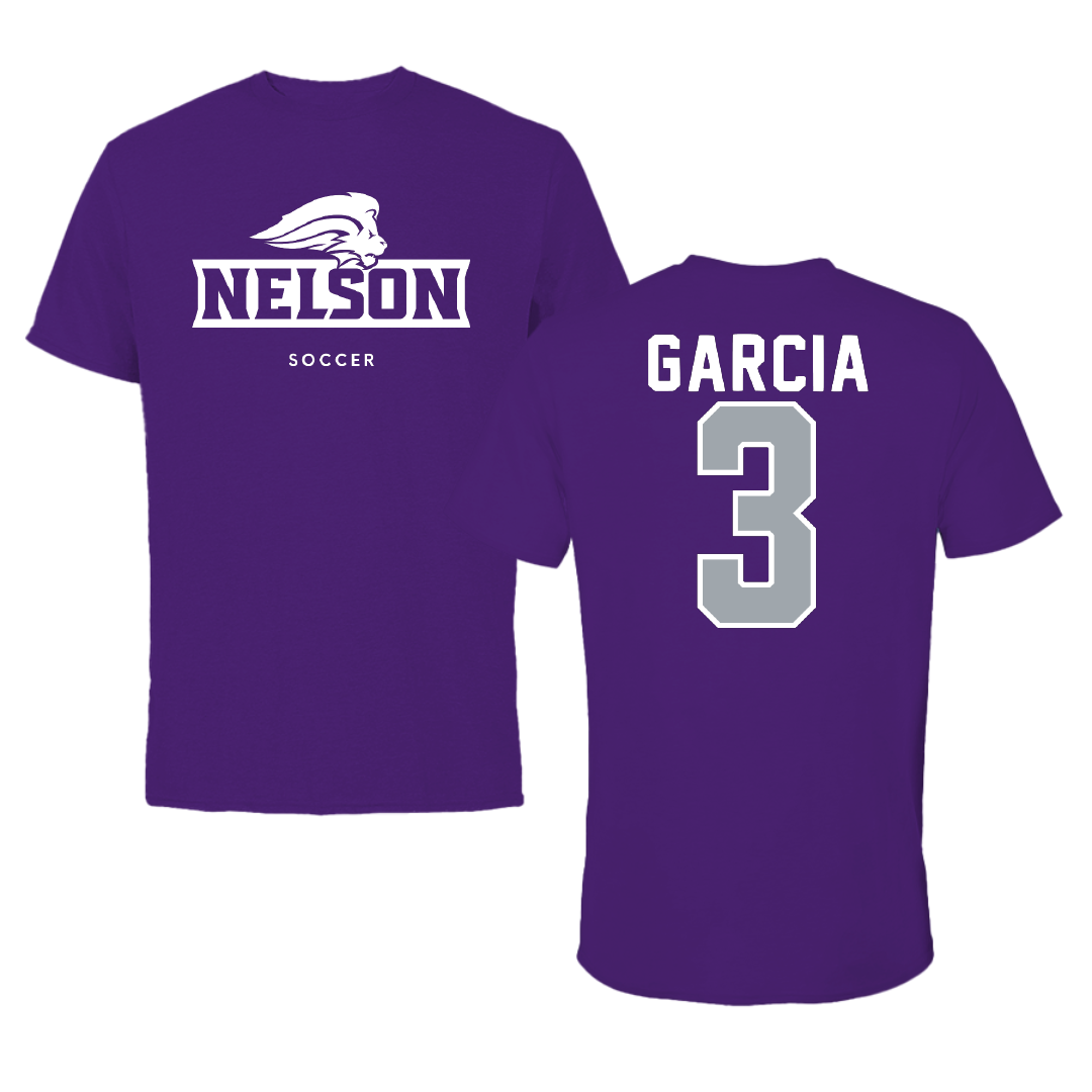 Nelson University Soccer Purple Tee - #3 Jasmine Garcia