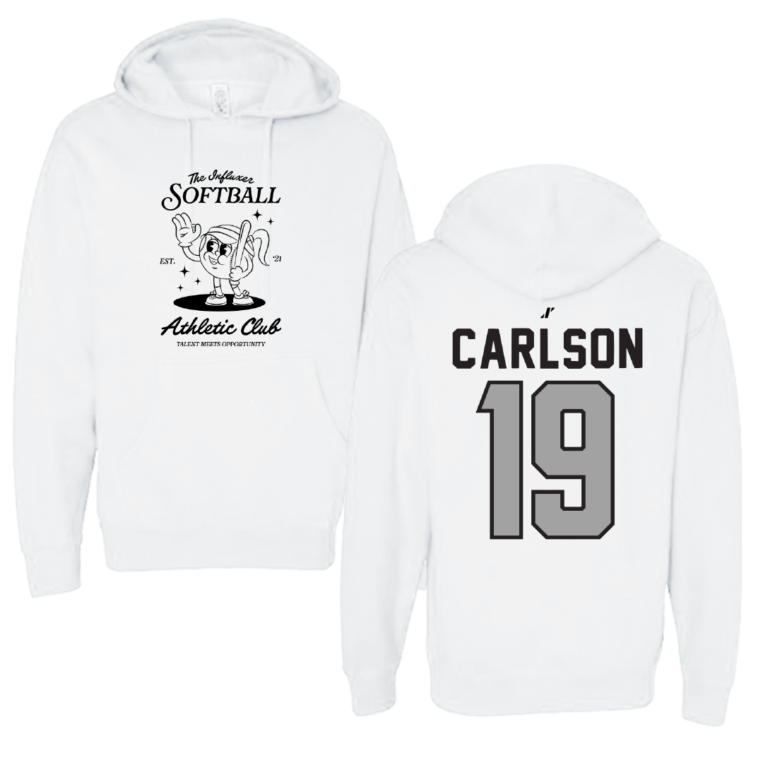 Softball White Influxer Athletic Club Hoodie - #19 Kristina Carlson