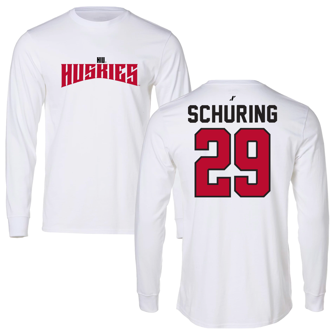 Northern Illinois University Baseball White Classic Performance Long Sleeve - #29 Parker Schuring