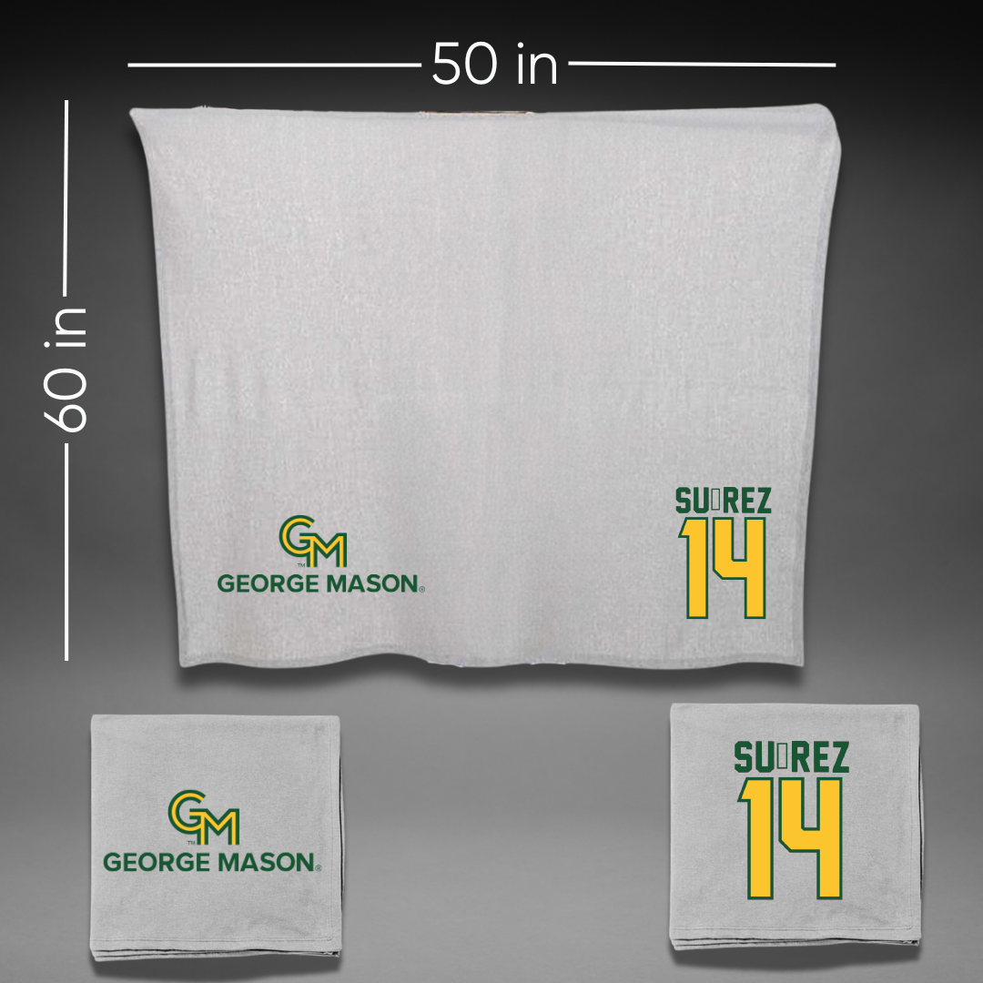 George Mason University Basketball Gray Blanket - #14 Paula Suárez