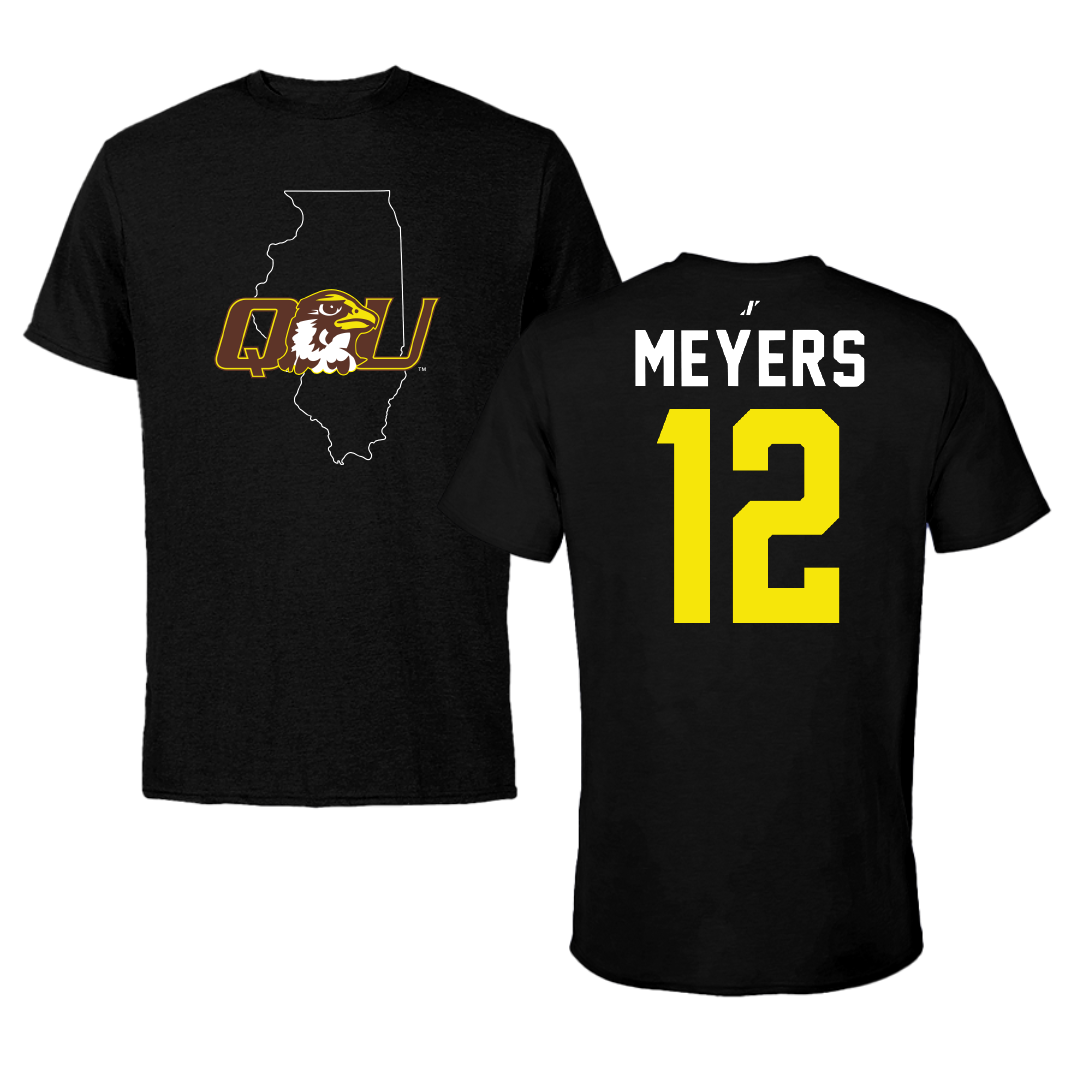 Quincy University STUNT Black State Tee - #12 Jocelyn Meyers