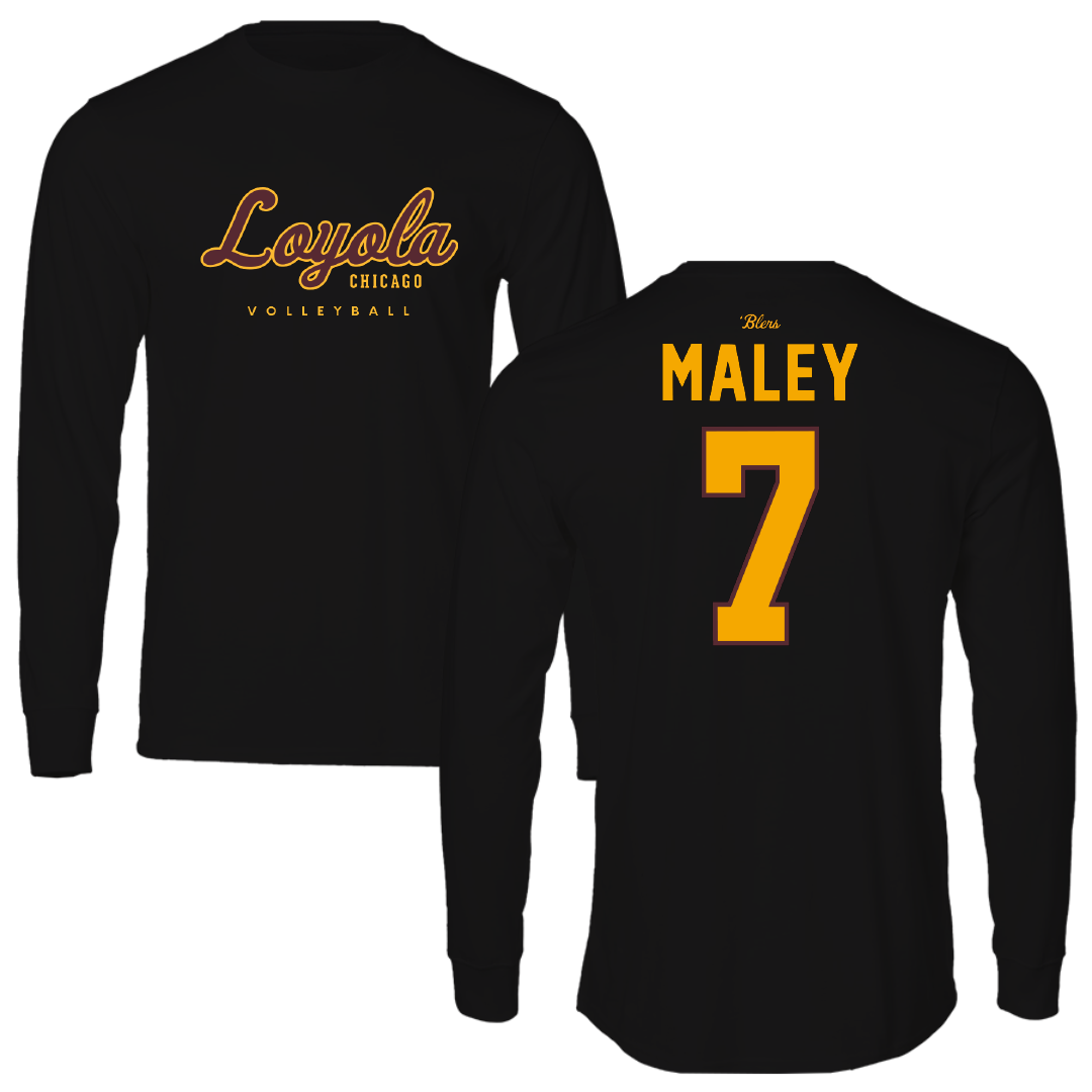 Loyola University-Chicago Volleyball Black Performance Long Sleeve - #7 Kate Maley