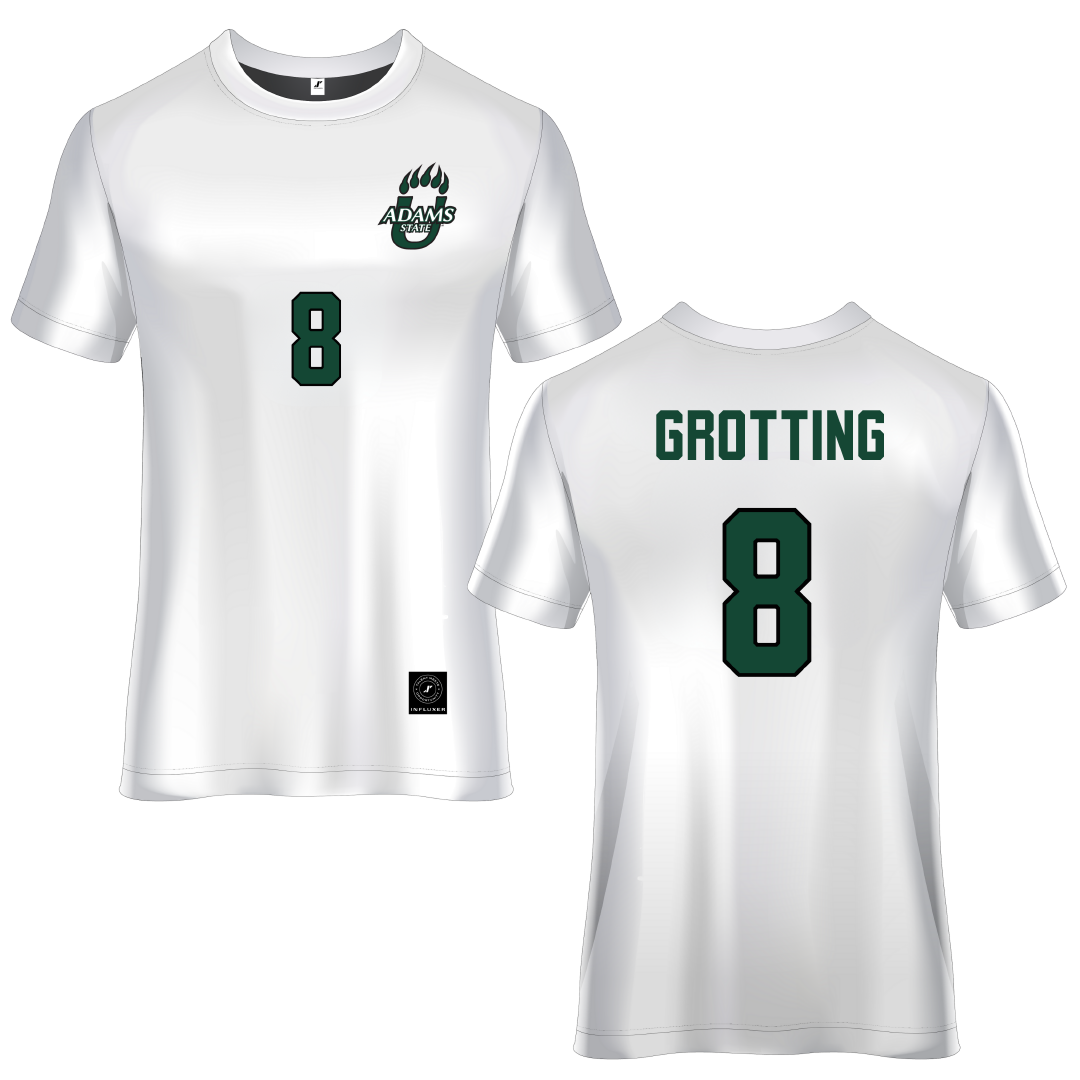 Adams State University White Soccer Jersey - #8 Hans-Kristian Grotting