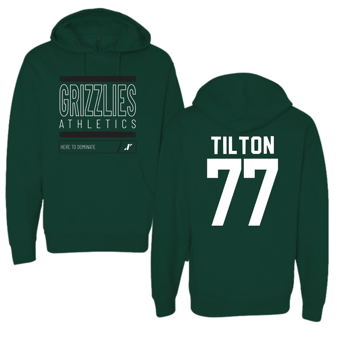 Adams State University Football Forest Green Dominate Hoodie - #77 Wyatt Tilton