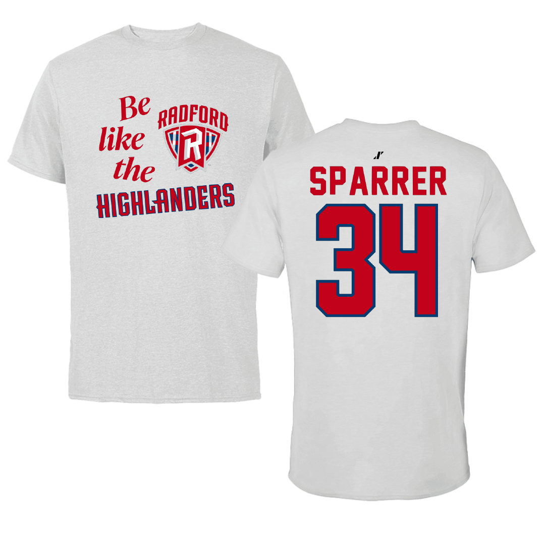 Radford University Baseball Light Gray Be Like Us Tee - #34 Tyler Sparrer
