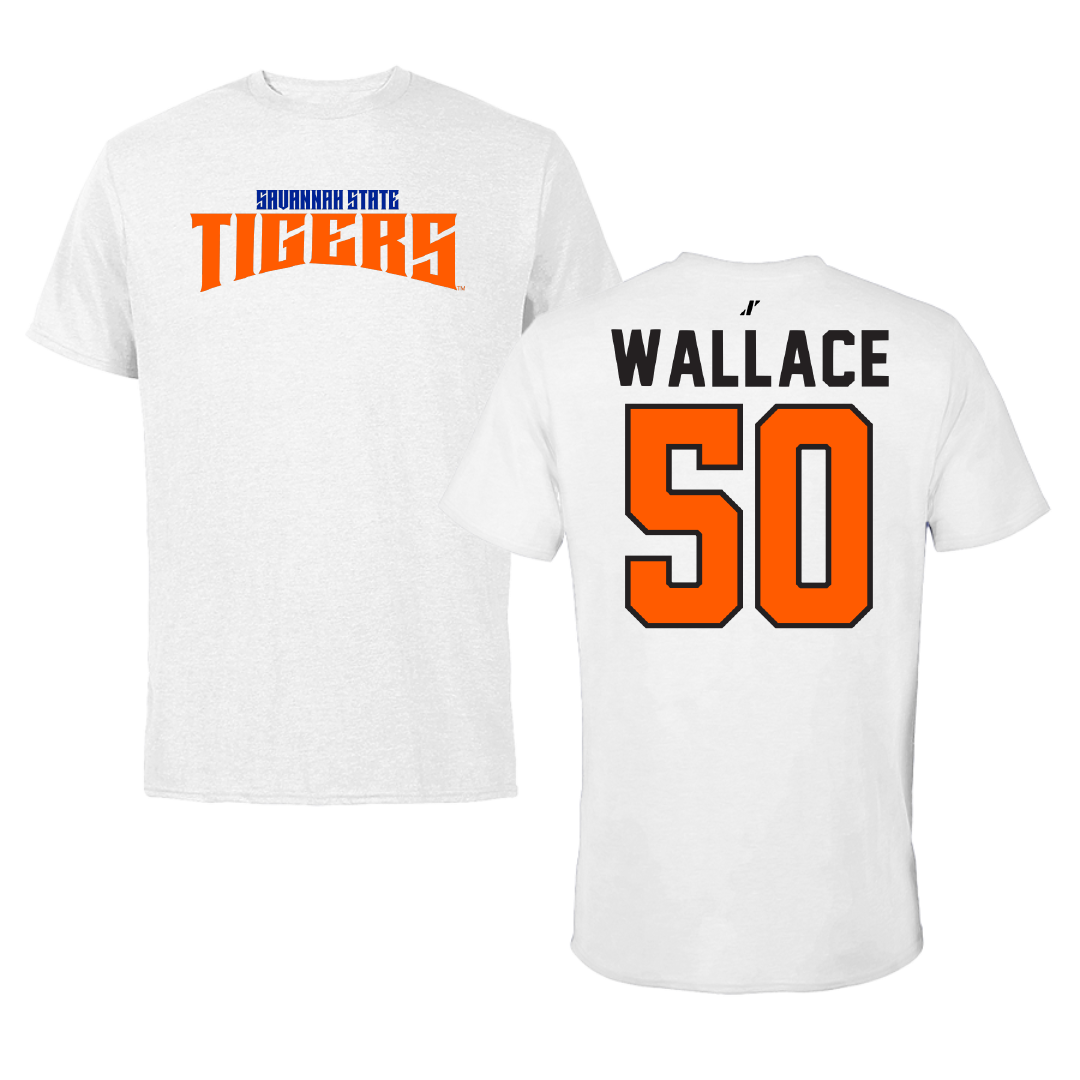 Savannah State University Basketball White Classic Performance Tee - #50 Xavier Wallace