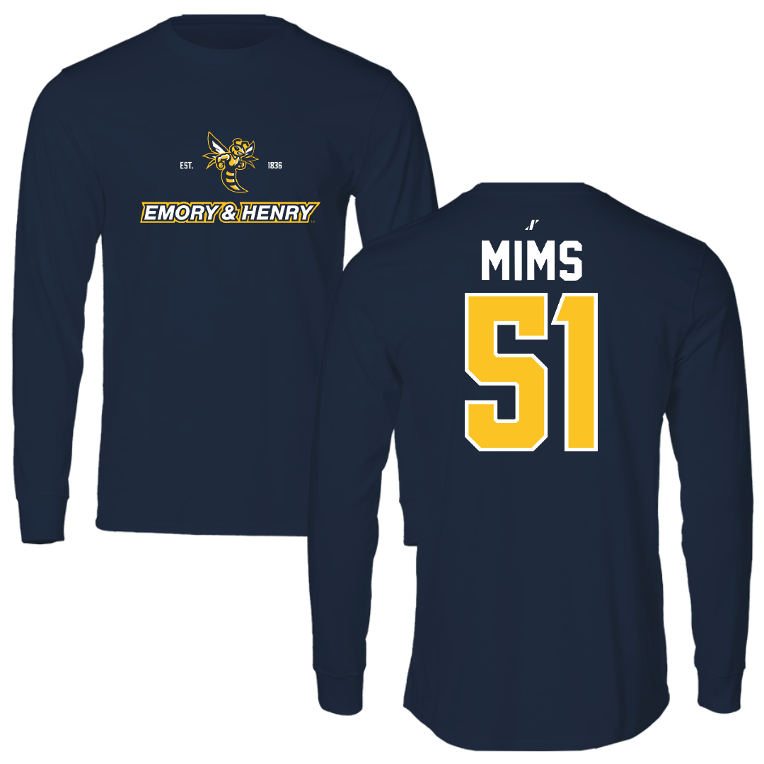 Emory & Henry College Lacrosse Navy General Long Sleeve - #51 Caleb Mims