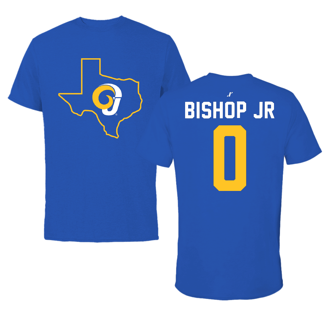 Angelo State University Football Blue State Performance Tee - #0 Donny Bishop Jr