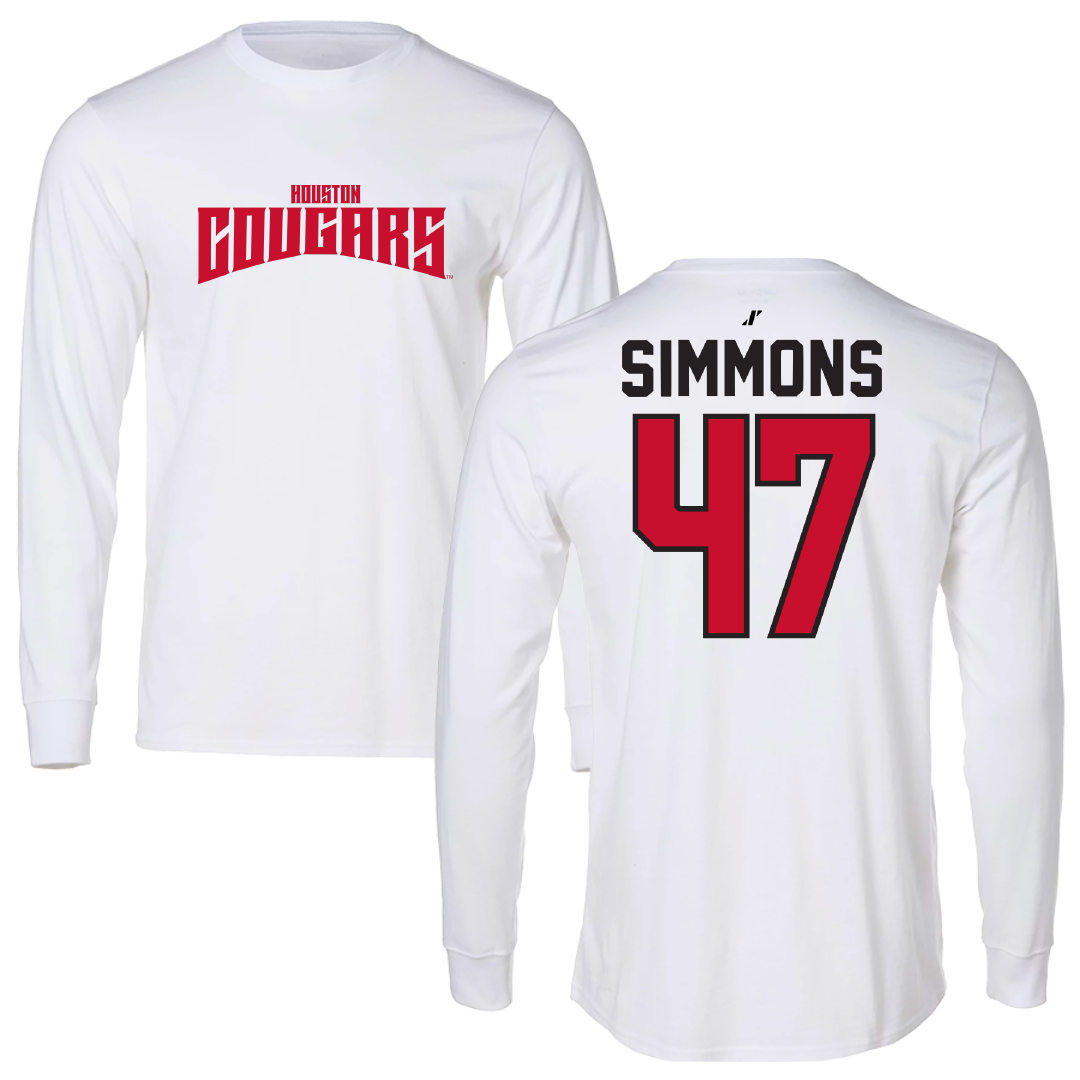 University of Houston Baseball White Classic Performance Long Sleeve - #47 Logan Simmons