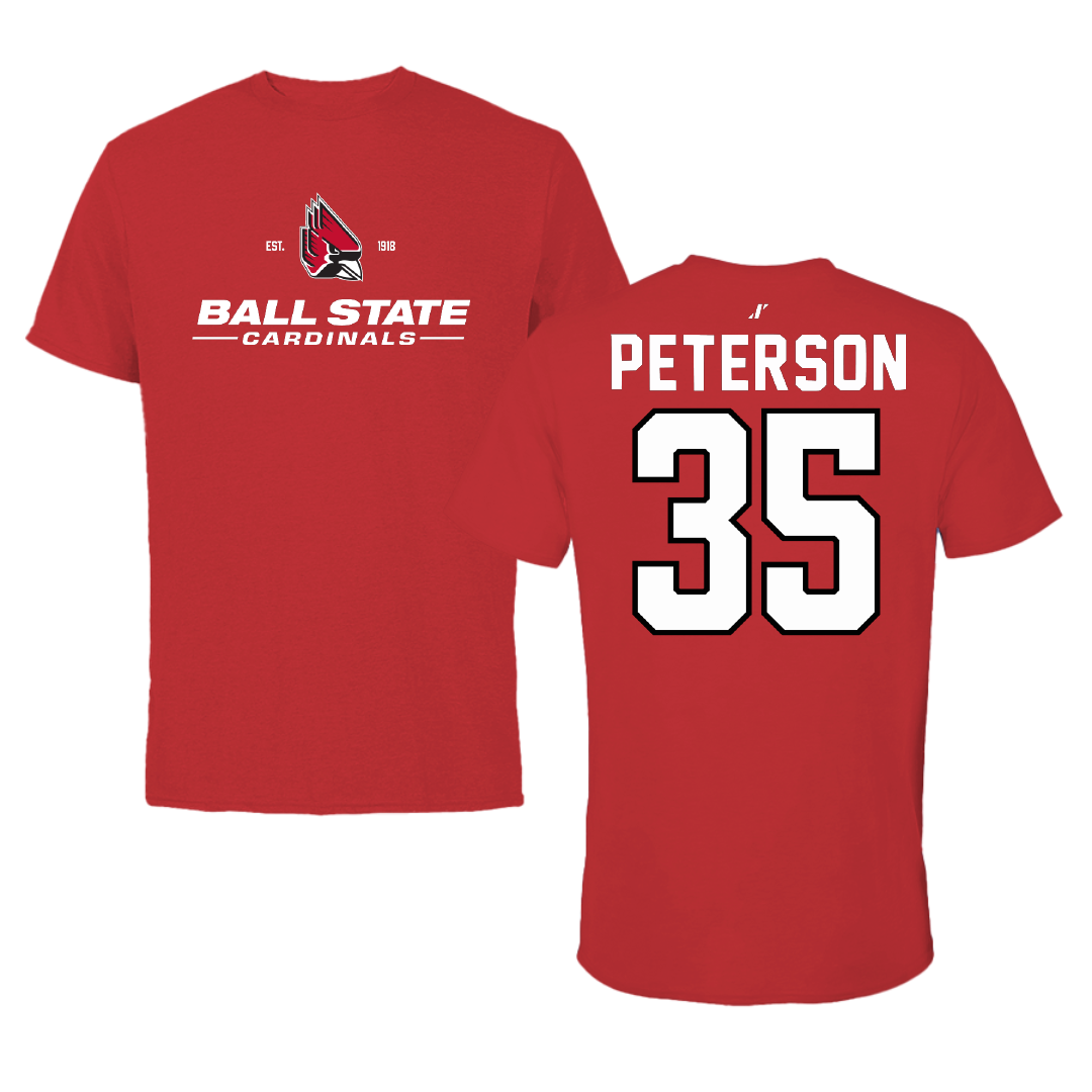 Ball State University Football Red General Tee - #35 Russell Peterson