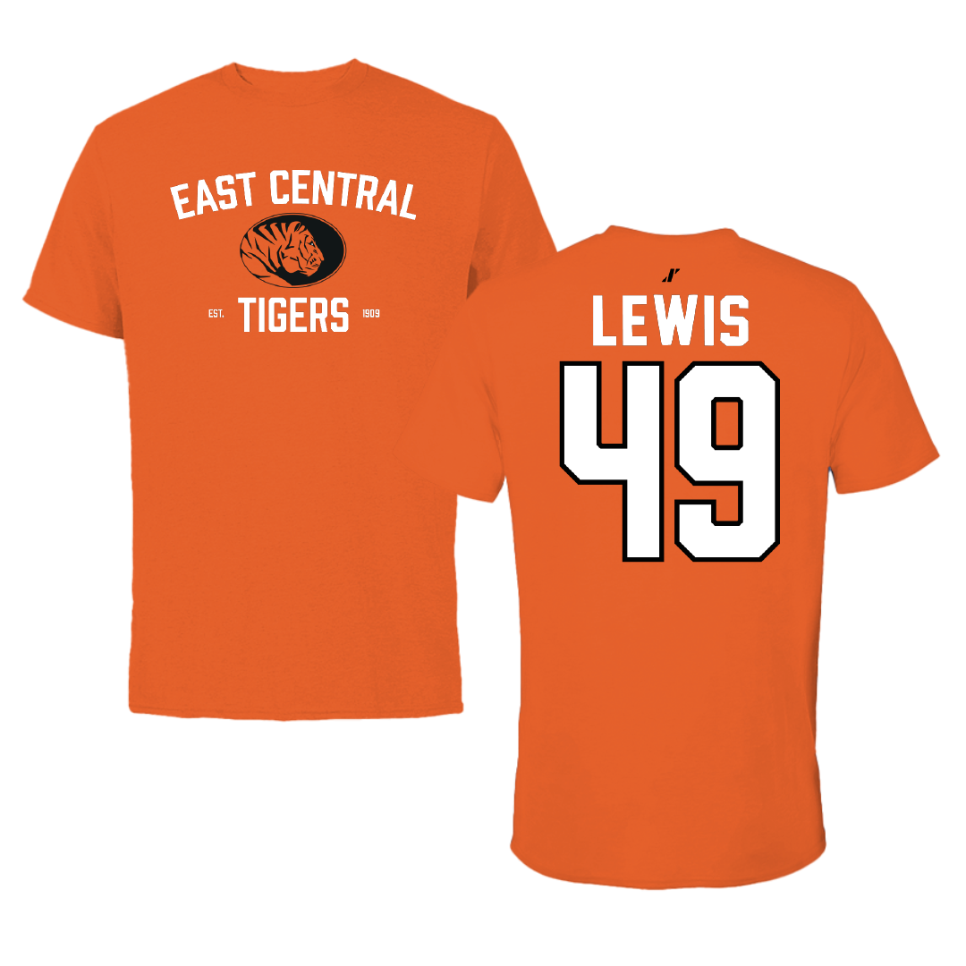 East Central University Football Orange General Tee - #49 Amajah Lewis
