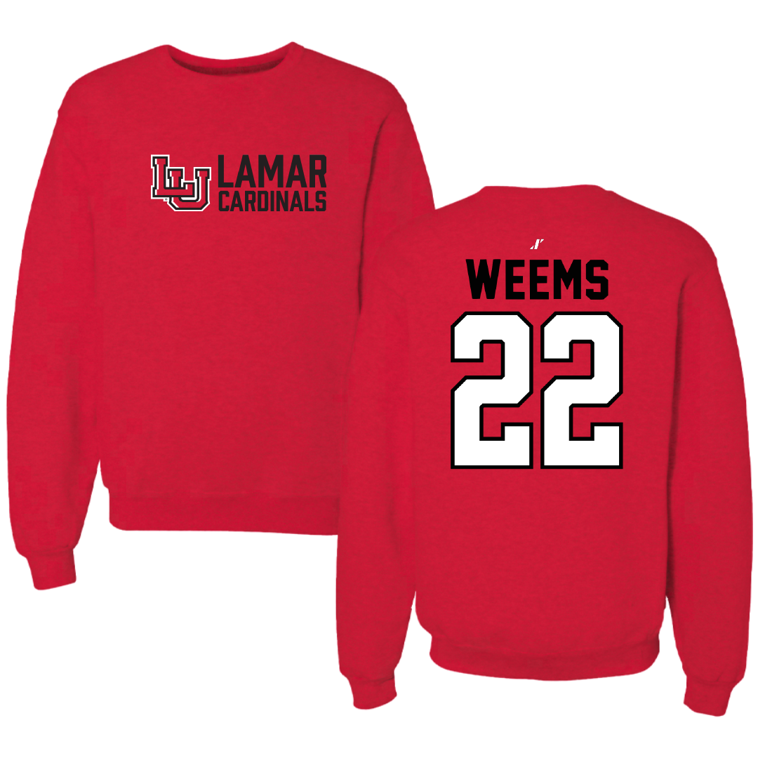 Lamar University Basketball Red General Crewneck - #22 NJ Weems