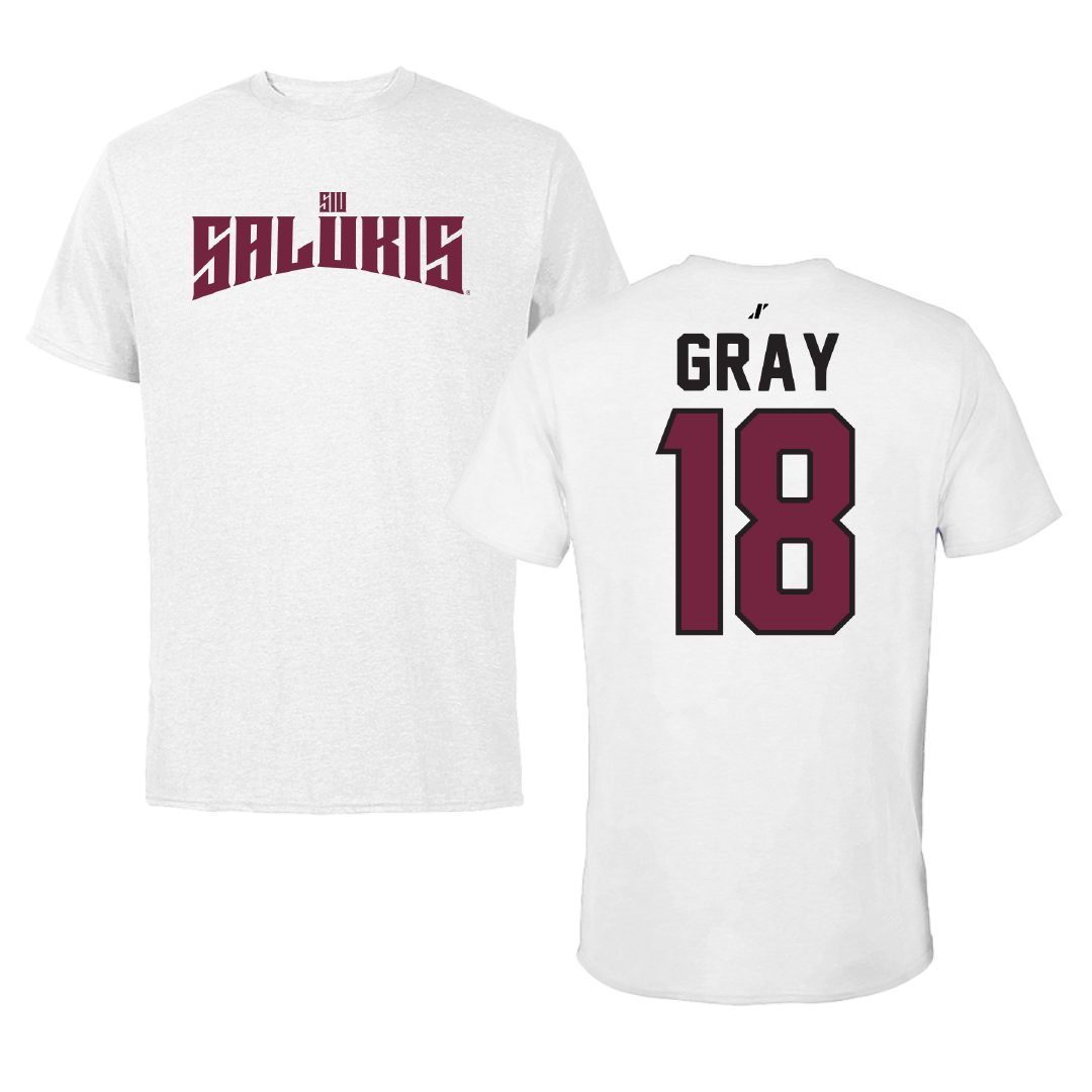 Southern Illinois University at Carbondale Baseball White Classic Performance Tee - #18 Hesston Gray
