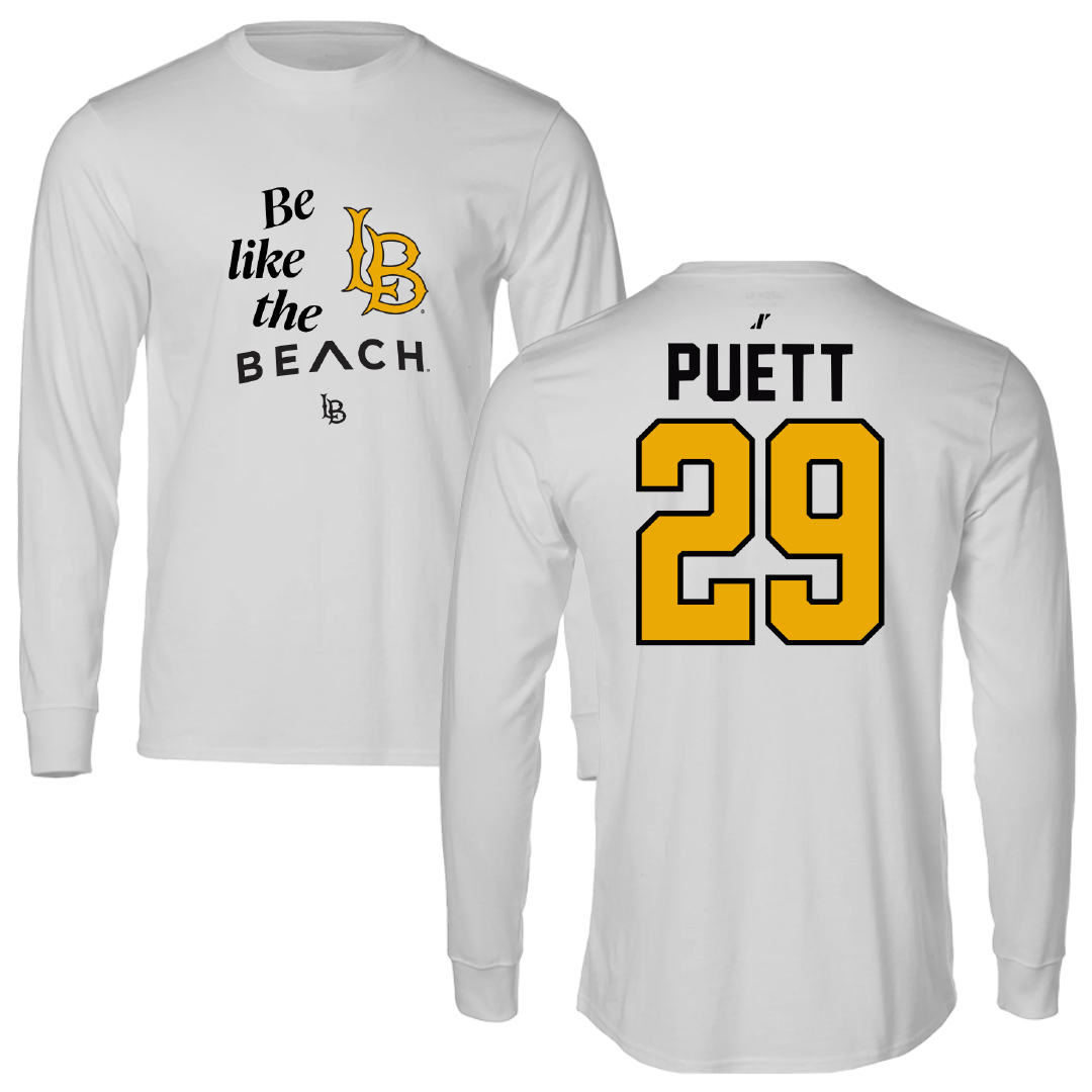 Long Beach State University Baseball Light Gray Be Like Us Performance Long Sleeve - #29 Austin Puett