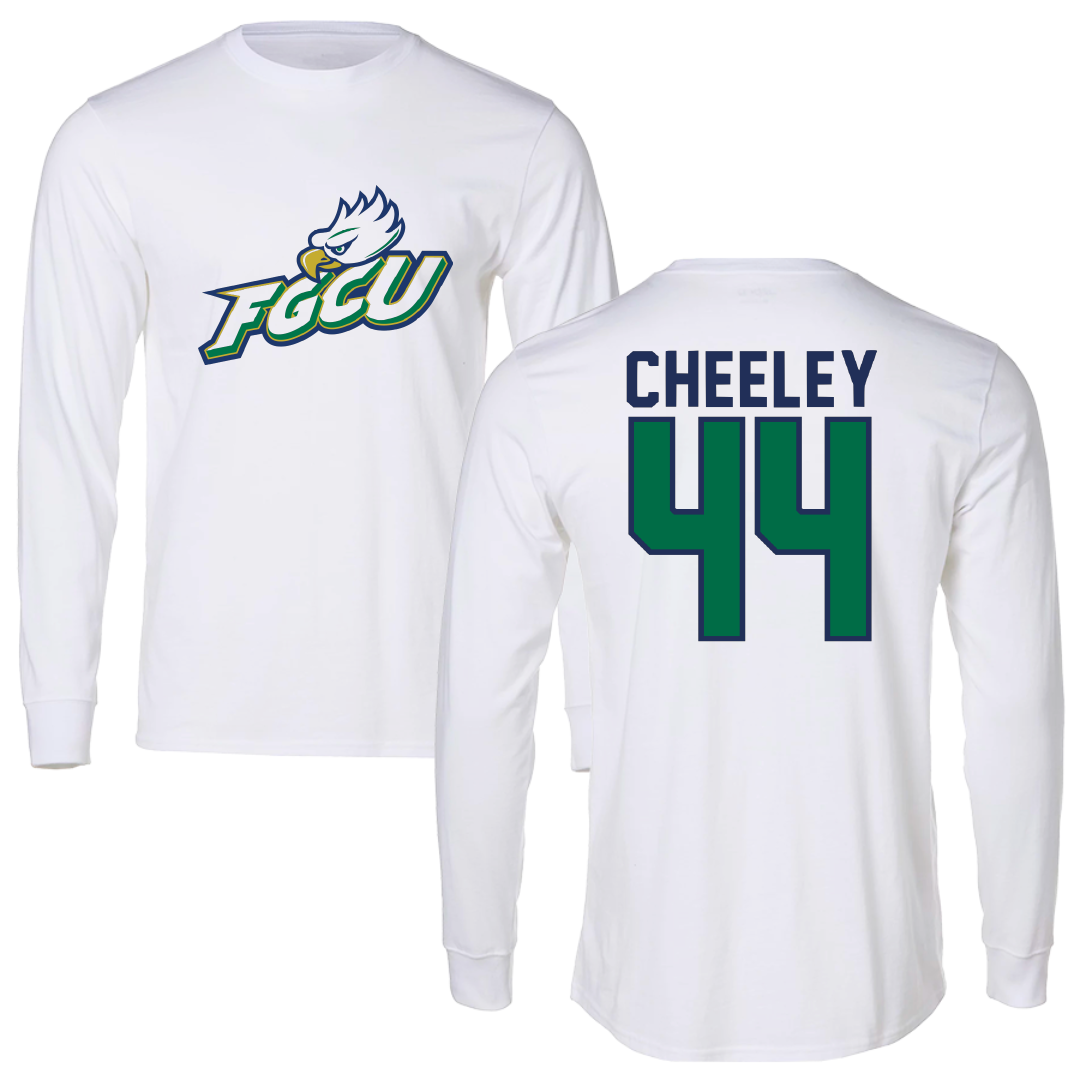 Florida Gulf Coast University Baseball White Performance Long Sleeve - #44 Dylan Cheeley