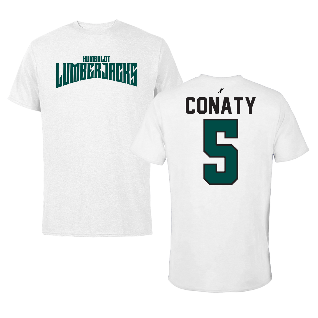 Cal Poly Humboldt Soccer White Classic Tee - #5 Ethan Conaty