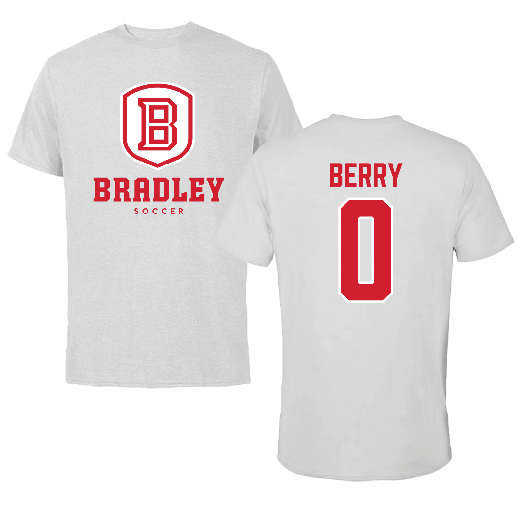 Bradley University Soccer Gray Performance Tee - #0 Drew Berry